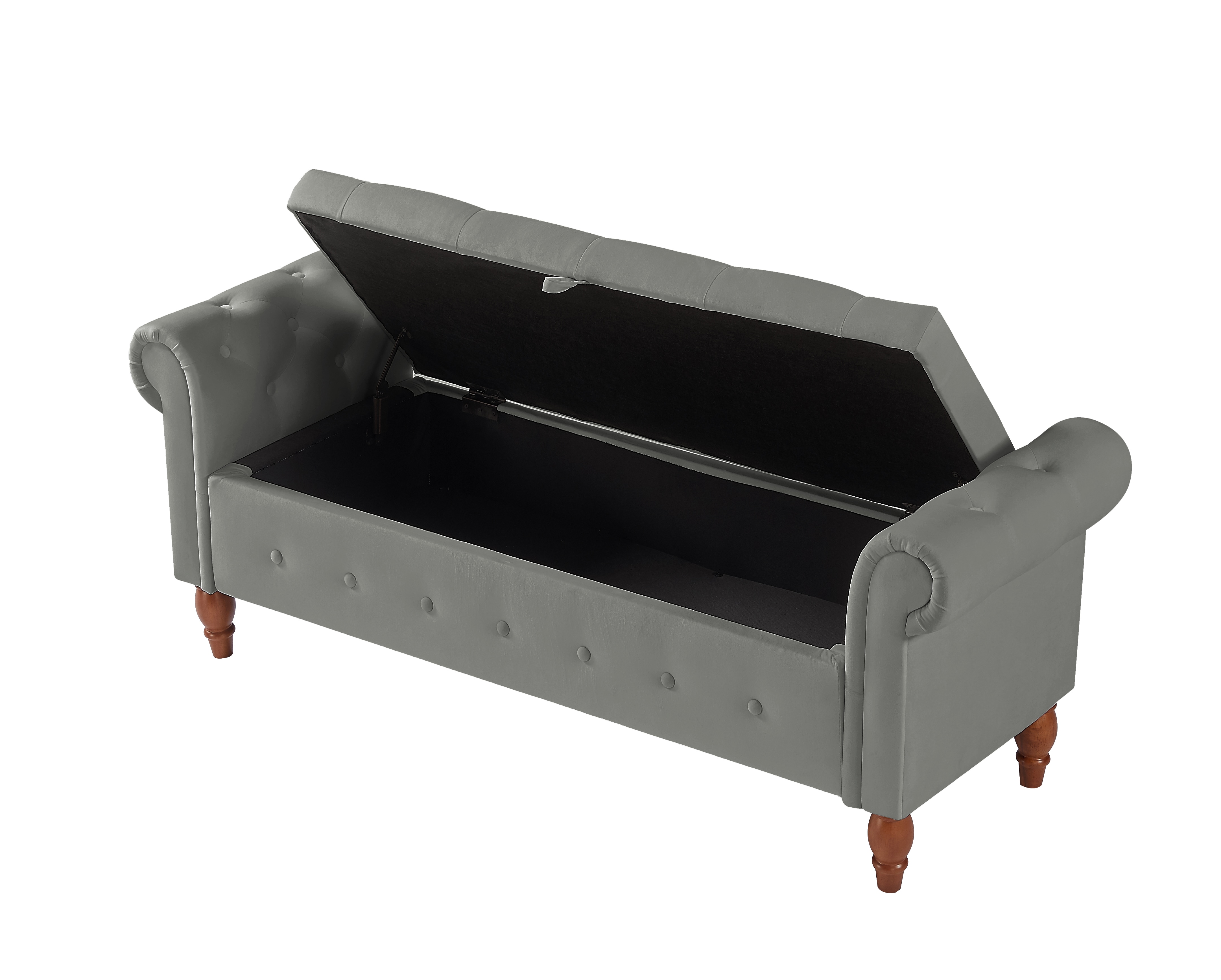 Velvet Multifunctional Storage Rectangular Sofa Stool - Grey_voghion.com